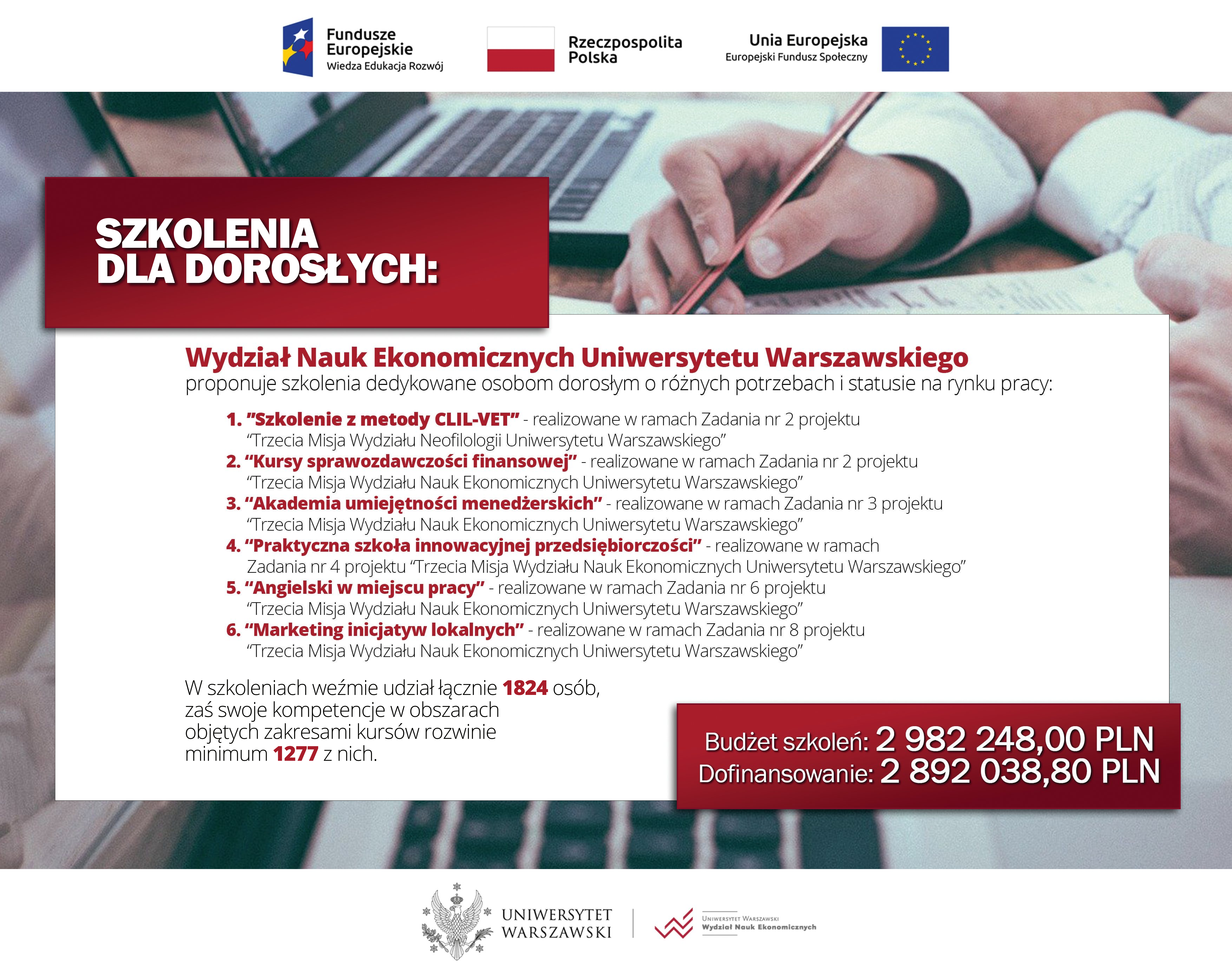 Uniwersytet Warszawski zaprasza na darmowe szkolenia dla dorosłych