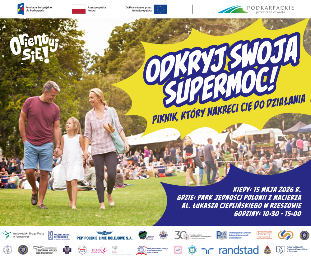 Baner dot. wydarzenia plenerowego Odkryj swoją SuperMoc! piknik, który nakręci Cię do działania